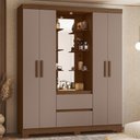 Ver imagem 2 de Guarda Roupa Casal Capelinha Olímpia 4 Portas e 2 Gavetas com Espelho Nogueira/capuccino - Móveis