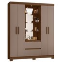 Ver imagem 1 de Guarda Roupa Casal Capelinha Olímpia 4 Portas e 2 Gavetas com Espelho Nogueira/capuccino - Móveis