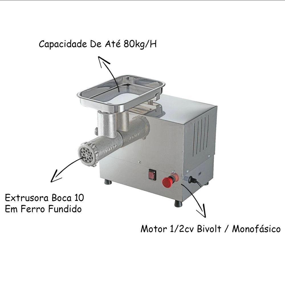 Moedor de Carne Elétrico Bivolt Inox Industrial 80 Kg Hora - 7