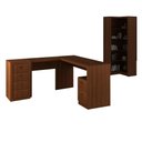 Ver imagem 2 de Escritório com Mesa para Computador e Armário Canto Amendoa - Fdecor