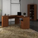 Ver imagem 1 de Escritório com Mesa para Computador e Armário Canto Amendoa - Fdecor