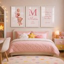 Ver imagem 2 de Kit Quadros Infantil com Nome - Ursinha Balões:40x60/Moldura Branca Vidro Acrílico