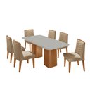 Ver imagem 1 de Mesa de Jantar Eloise 180cm Tampo Mdf Vidro com 6 Cadeiras Eloise Moderna Mobília