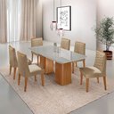 Ver imagem 2 de Mesa de Jantar Eloise 180cm Tampo Mdf Vidro com 6 Cadeiras Eloise Moderna Mobília