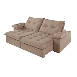 Sofá 4 Lugares Retrátil e Reclinável Martins M-183 Veludo Bege - 1