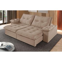 Sofá 4 Lugares Retrátil e Reclinável Martins M-183 Veludo Bege - 2