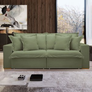 Sofá Cama 3 Lugares Arizona Retrátil Boucle Verde - Celflex
