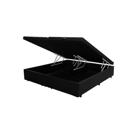Cama Box Baú King Home Bipartido a Colchões Sintético Preto 41x193x203