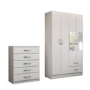 Ver imagem 3 de Guarda-roupa Solteiro Eden 4 Portas 2 Gavetas e Espelho com Cômoda 5 Gavetas Branco - Panorama Móvei