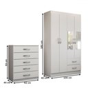 Ver imagem 4 de Guarda-roupa Solteiro Eden 4 Portas 2 Gavetas e Espelho com Cômoda 5 Gavetas Branco - Panorama Móvei