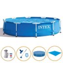 Ver imagem 1 de Piscina Intex 4.485 Litros Estrutural Azul Capa Bomba Filtrante Forro Kit Limpeza - 110v