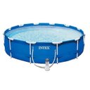 Ver imagem 2 de Piscina Intex 4.485 Litros Estrutural Azul Capa Bomba Filtrante Forro Kit Limpeza - 110v