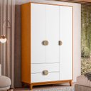 Ver imagem 2 de Guarda Roupa Ipe 3 Portas 2 Gavetas Quarto Cinamomo com Branco - Albatroz