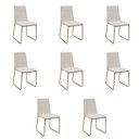 Ver imagem 1 de Kit 8 Cadeiras de Jantar Cozinha Industrial Lexa Veludo - Élpis Móveis - Bege Claro - Dourada
