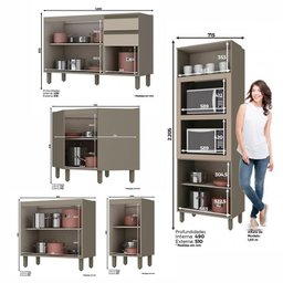 Cozinha Modulada Connect 11 Peças Duna/Cristal - Móveis Henn - 6