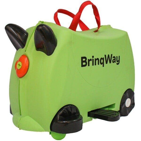 Mala Infantil Verde 2 em 1 Vira Carrinho com Puxador e Apoio de Pés - Brinqway - 1
