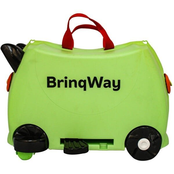 Mala Infantil Verde 2 em 1 Vira Carrinho com Puxador e Apoio de Pés - Brinqway - 3