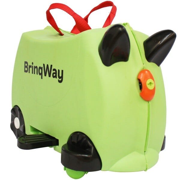Mala Infantil Verde 2 em 1 Vira Carrinho com Puxador e Apoio de Pés - Brinqway - 4