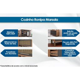Módulo Cozinha Ronipa Marsala Armário c/ 1 Porta Basculante Castanho/Chumbo - 2