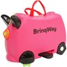 Mala Infantil 2 em 1 Vira Carrinho com Puxador e Apoio de Pés - Brinqway - Rosa - 1