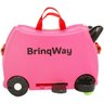 Mala Infantil 2 em 1 Vira Carrinho com Puxador e Apoio de Pés - Brinqway - Rosa - 5