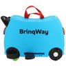 Mala Infantil 2 em 1 Vira Carrinho com Puxador e Apoio de Pés - Brinqway - Azul - 3