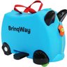 Mala Infantil 2 em 1 Vira Carrinho com Puxador e Apoio de Pés - Brinqway - Azul - 4