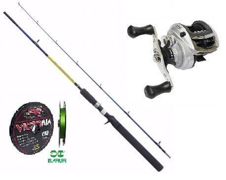 Conjunto Carretilha Maruri P4 com Linha + Vara Max Force - Direita - 1