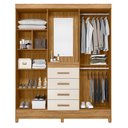 Ver imagem 3 de Guarda Roupa Solteiro com Espelho Atenas e Cômoda Ms913 Freijó Off White – Moval