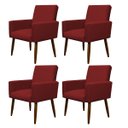 Ver imagem 1 de Kit 4 Poltronas Decorativa Sala e Quarto Nina Suede Herrero:vermelho