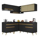 Ver imagem 1 de Armário de Cozinha Completa de Canto Veneza Multimóveis V2062 Preto/Dourado