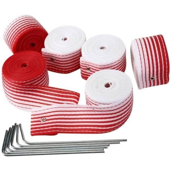 Kit Rede Marcação Fita para Futevôlei Competição - Azul/Vermelho Branco - 4