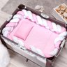 Kit Berço Desmontável Trança Estrelinha Rosa 4 Peças - 1