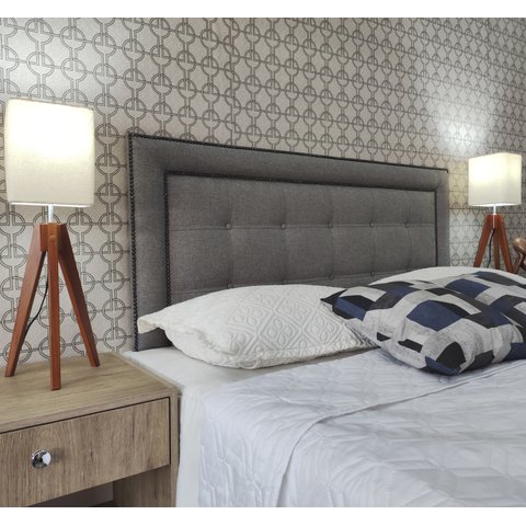 Cabeceira Casal 140 Cama Box Diamond Veneza 10 Cinza Linho com Pés Rbl