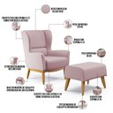 Ver imagem 4 de Kit Poltrona Decorativa Milena D02 com Puff Viseo Veludo Rosê B-305 - Lyam Decor