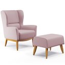 Ver imagem 1 de Kit Poltrona Decorativa Milena D02 com Puff Viseo Veludo Rosê B-305 - Lyam Decor