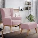 Ver imagem 2 de Kit Poltrona Decorativa Milena D02 com Puff Viseo Veludo Rosê B-305 - Lyam Decor