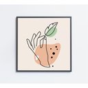 Ver imagem 2 de Quadro Feminino Silhueta Mão Folha Artística Contínua Medidas 80x80 Cm Impressão Tecido Canvas