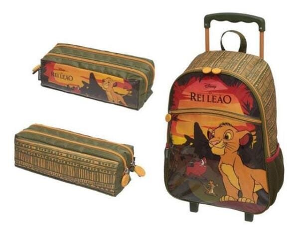 Mochila Rodinha Estojo Duplo Rei Leão Simba O Filme Pacific - 1