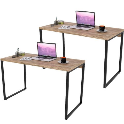 Kit 02 Mesas para Escritório Home Office 120 Cm Carvalho