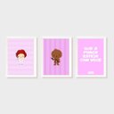 Ver imagem 1 de Kit Três Quadros Star Wars Chewbacca, Leia e Que a Força esteja com Você (Rosa)