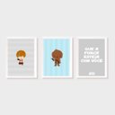 Ver imagem 1 de Kit Três Quadros Star Wars Chewbacca, Luke e Que a Força esteja com Você (Azul e Cinza)