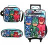 Mochila Pj Masks Com Rodinhas Lancheira Estojo - Azul - 1