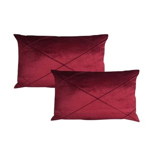 Kit 2 Capas de Almofada Veludo Drapeada Retangular Bordo