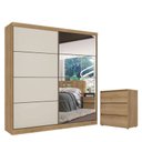 Ver imagem 1 de Guarda Roupa Casal Málaga Full Glass 2 Portas Capuccino Off White e Cômoda Gaveteiro Condessa Capucc