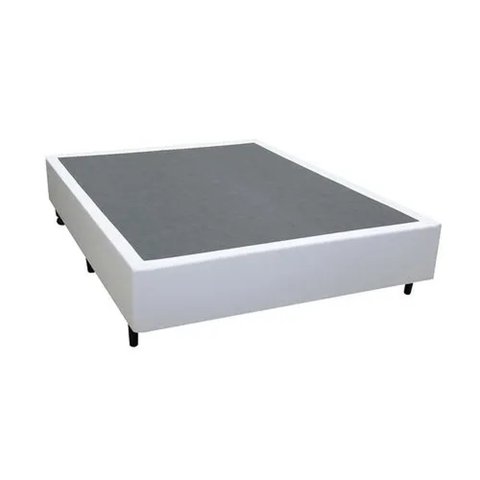 Base Box Solteirão King Blindado Linho Branco