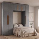 Ver imagem 2 de Guarda Roupas Modulado Closet Quarto Completo 6 Portas com Espaço para Cama Solteiro 0,88m Madrid