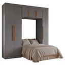 Ver imagem 1 de Guarda Roupas Modulado Closet Quarto Completo 6 Portas com Espaço para Cama Solteiro 0,88m Madrid