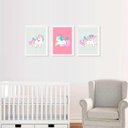 Ver imagem 6 de Kit Três Quadros Unicórnio Branco, Rosa e Amarelo