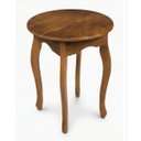 Ver imagem 1 de Mesa de Centro Redonda Madeira Maciça Pés Luis Xv Rústica com Tachões